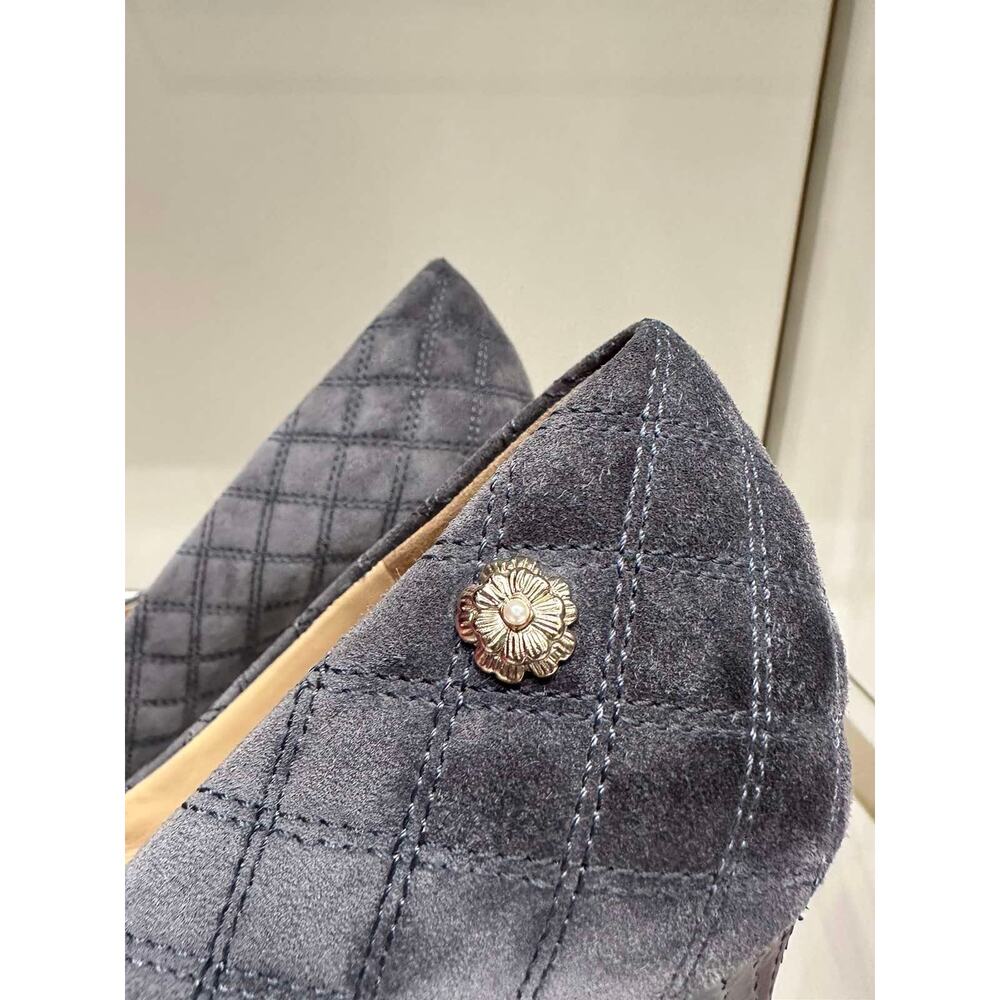 Chic Chanel Grey Quilted Suede Python Cap Toe CC … - image 3